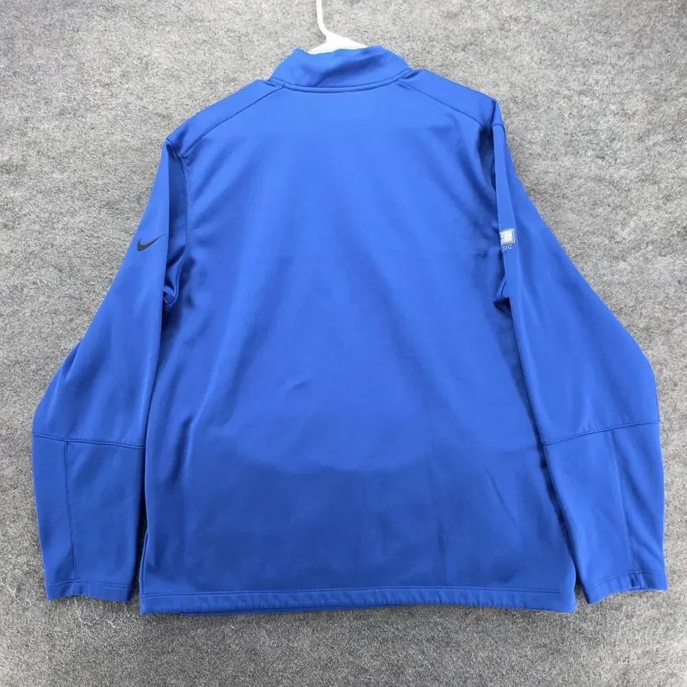 Nike Sweatshirt Mens L Blue Pullover 1/4 Zip Pockets Therma-Fit Golf Embroidered
